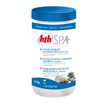 HTH Spa - Chlore stabilisé multifonction - Pastilles 20g - 1,2kg